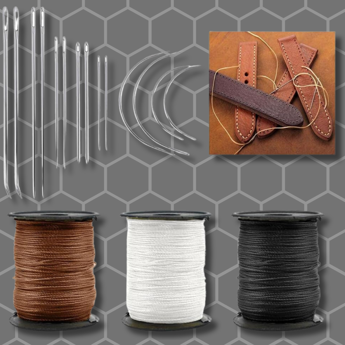 Heavy Duty Upholstery Thread and Needles Kit for Hand Sewing, Including 3 Colors