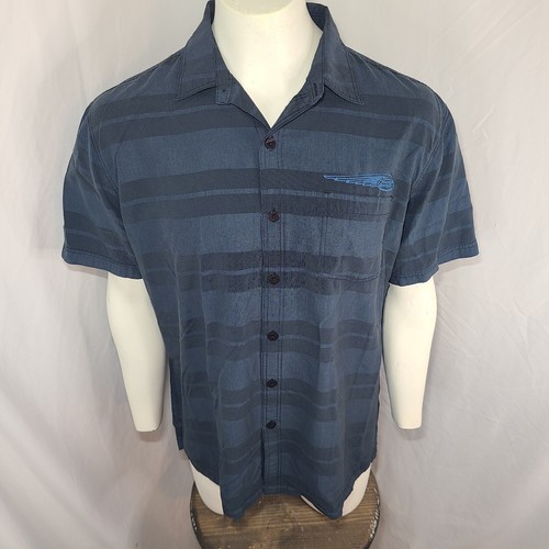 Harley Davidson Mens Light Weight Button Up Shirt sz XL Blue Short Sleeve