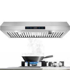 30 inch Kitchen Under Cabinet Range Hood 3 Speed 600CFM Vent w/LEDs Touch Panel