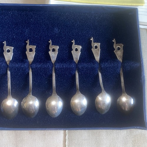 Set 6 cucchiaini souvenir vintage Del Pilar Perù lama argento sterling 925 39,5 g - Foto 14 di 16