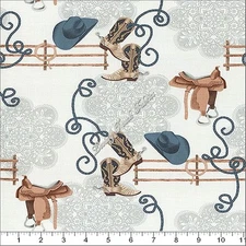 MICHAEL MILLER "ROUND UP" FENCE RAIL CX6752D WESTERN FABRIC (SELECT SIZE)