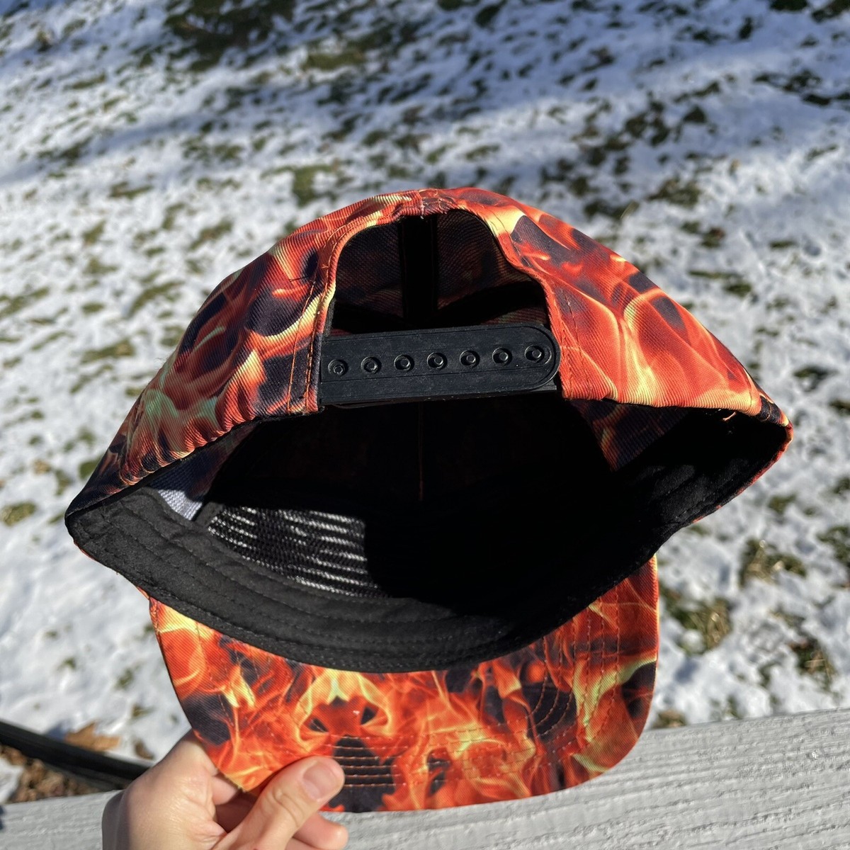 RARE GENIUNE THRASHER INFERNO SNAPBACK FLAMES FIRE STYLE BLACK