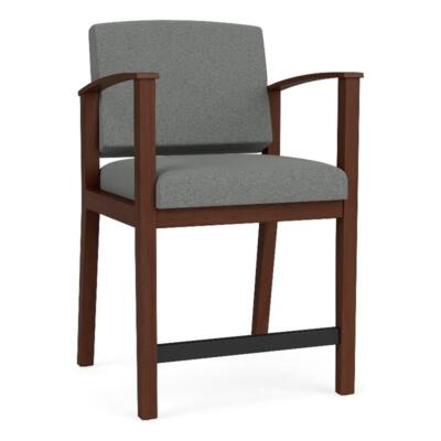 Pemberly Row Reception Hip Chair in Walnut/Open House Asteroid Gray