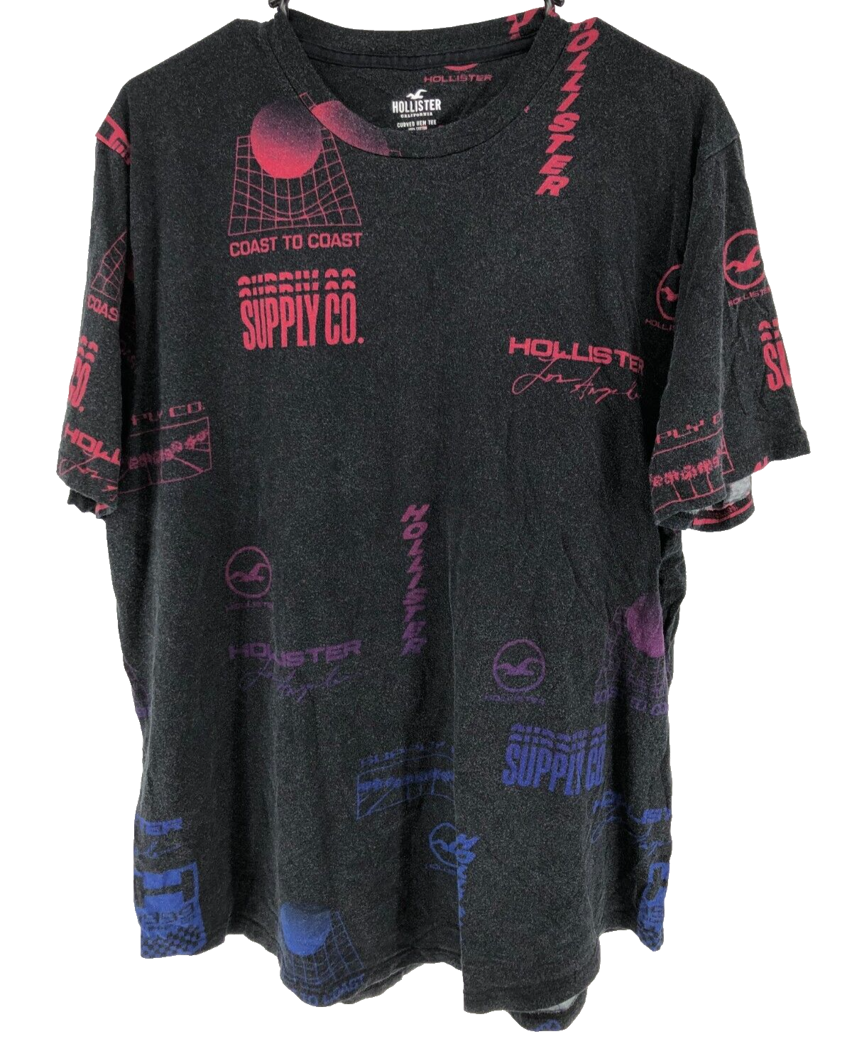 Hollister AOP (All Over Print) T-Shirt Men's Size 2XL Black