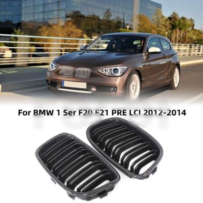 ABS Carbon Fiber Front Bumper Grille Dual Slats For BMW 1 Ser F20 F21 12-14 