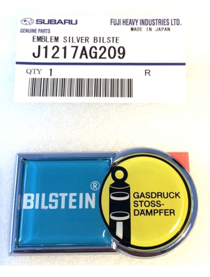 Genuine SUBARU BILSTEIN Logo Emblem Silver Frame J1217AG209 LEGACY JDM NEW!