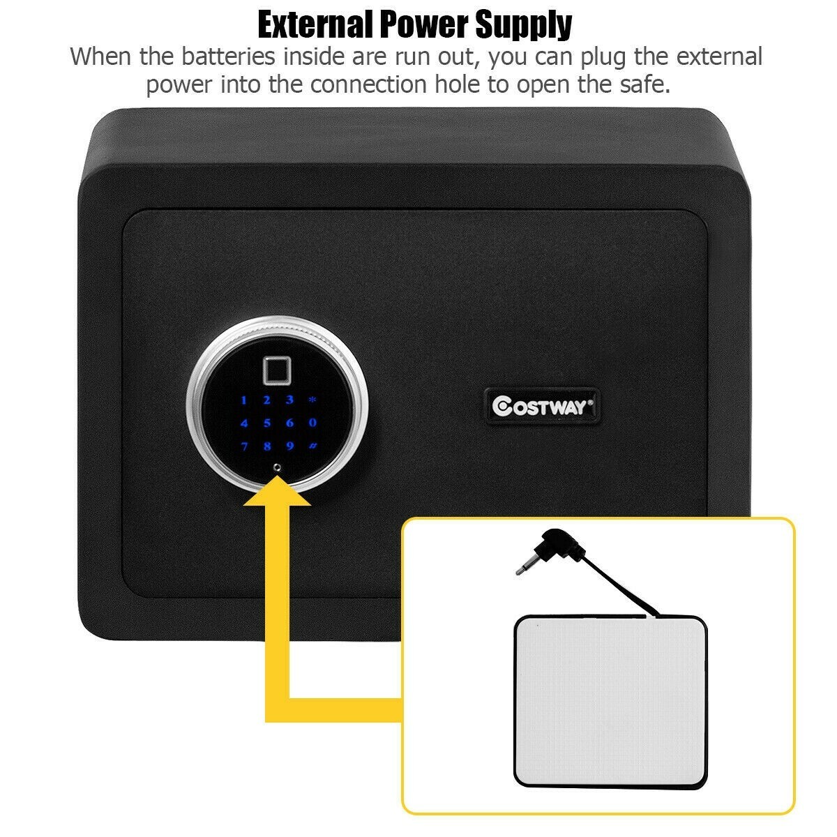 Costway Fingerprint Safe Box Security Box w/Inner LED Light Store Cash