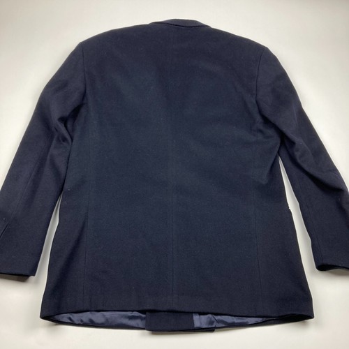 Hugo Boss Overcoat Mens 106 Cashmere Wool Blend Navy Blue Double Breasted - Picture 14 of 22