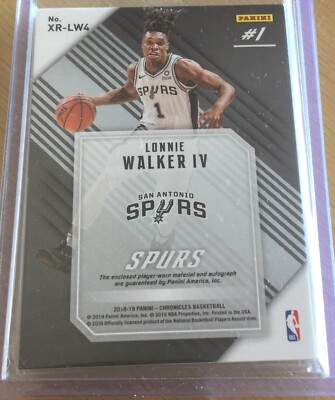 2018-19 Lonnie Walker IV Panini Chronicles XR RC AUTO /25 Jersey