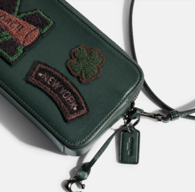 NWT COACH Bag KIRA CROSSBODY LEATHER NEW NYC COLLEGE Patch Football Green