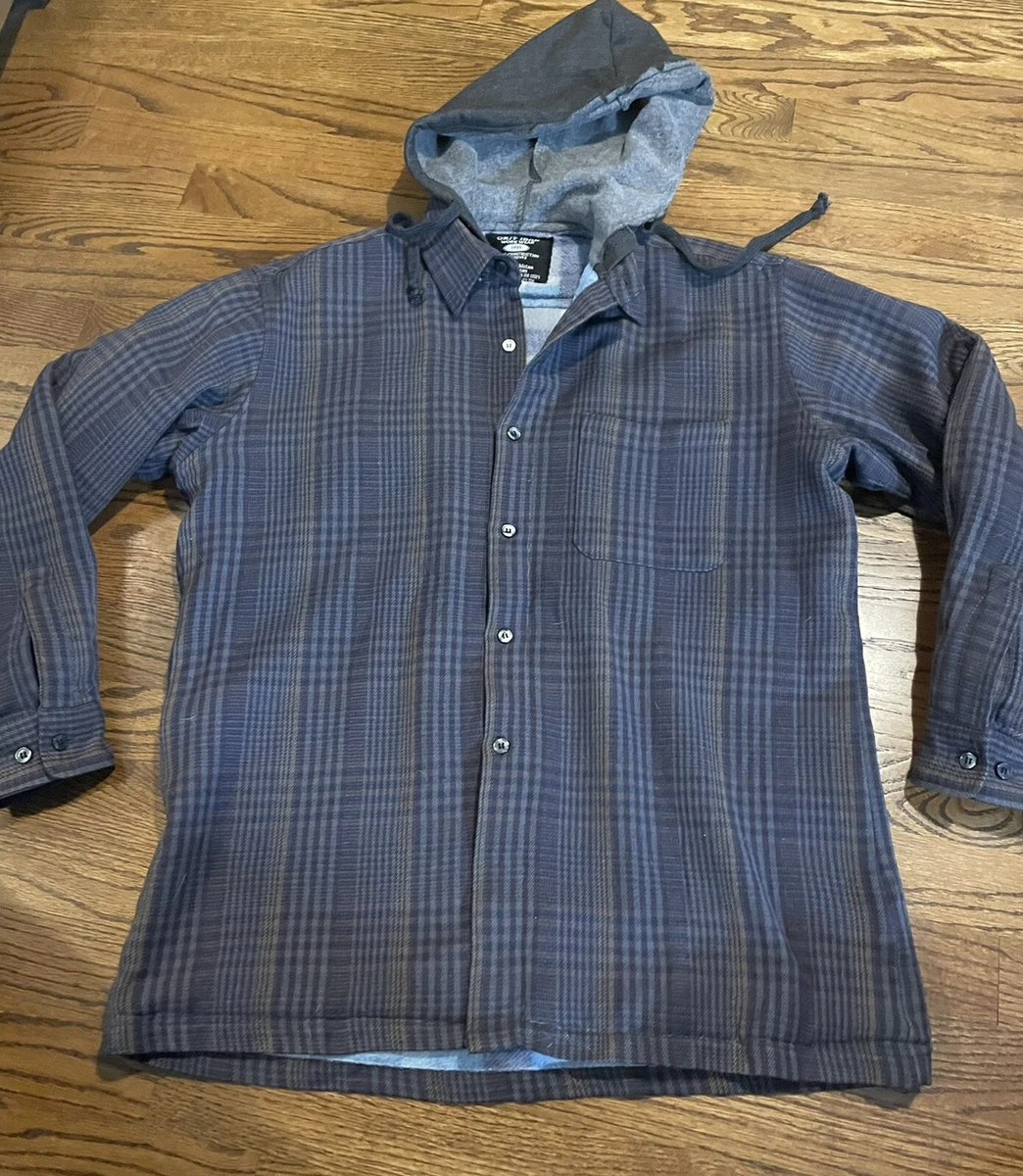 Grit Iron Men Shirt Jacket Work Wear Heavy Construction Hooded Lined Cotton M