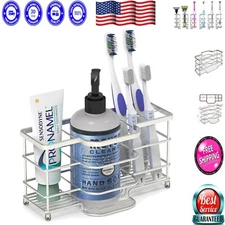 Space-Saving Brushed Nickel Toothbrush and Razor Holder for Adult Bathrooms