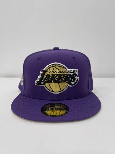 Los Angeles LA Lakers New Era NBA Side Patch Purple Gold UV Fitted Cap Hat 7 1/2