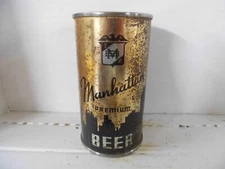 MANHATTAN PREMIUM O/I IRTP FLAT TOP BEER CAN~MANHATTEN,CHICAGO,ILL