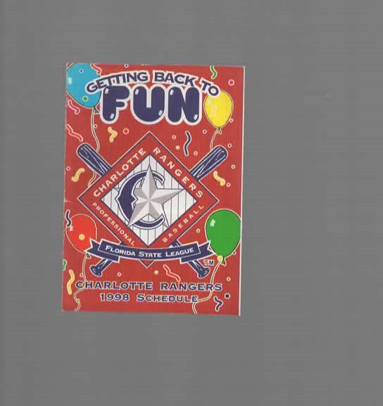 1998 CHARLOTTE RANGERS POCKET SCHEDULE