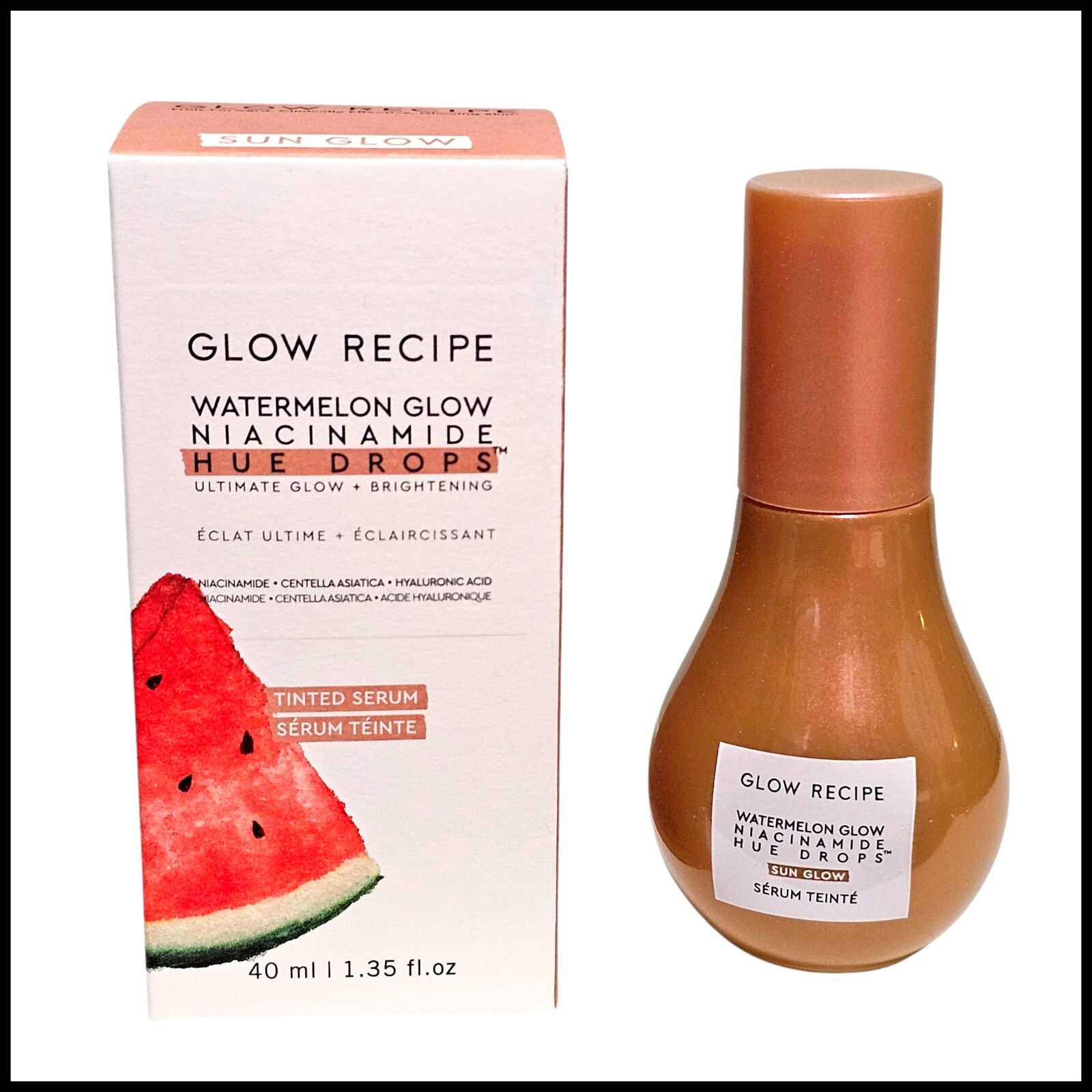 Рецепт сияния Watermelon Glow Капли с ниацинамидом для придания оттенка Sun Glow, 1,35 жидких унций В натуральную величину