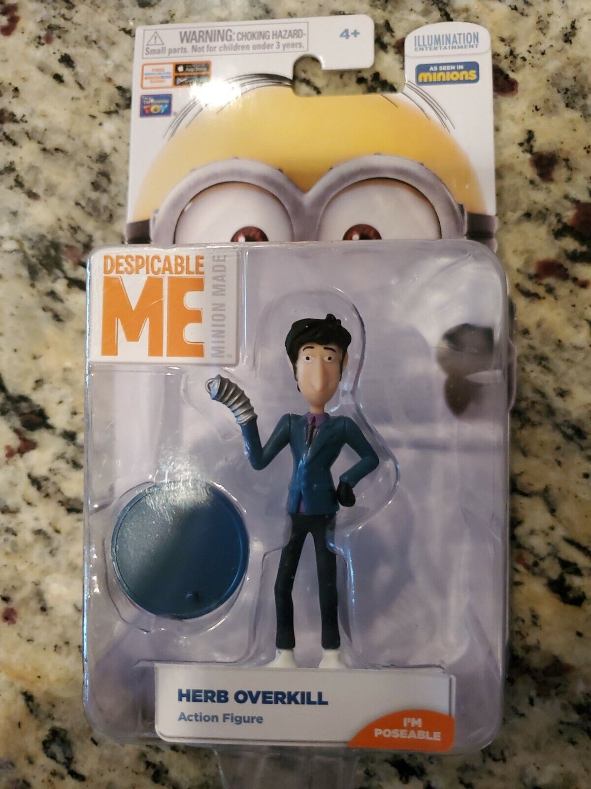 Despicable Me Minions Movie 3" Poseable Action Figure HERB OVERKILL NEW FREE S/H