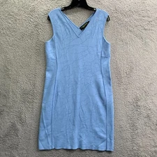 Shanghai Tang Dress Womens Large Midi Blue