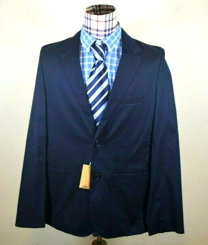$560 A.P.C. Chaqueta Blazer Rue Madame Paris Para Hombres ALGODÓN Azul Marino Sin Forro 2XL Foto 2 de 4