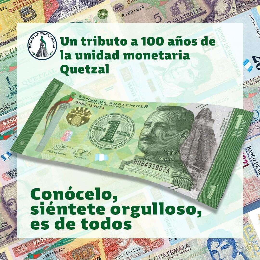 Guatemala 2024 NEW 1 Quetzal Billete NEW100 Years