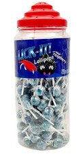 Lick It Lollipops Blue Sour Raspberry Lollies x 50 - 150 Kids Party Treats Halal