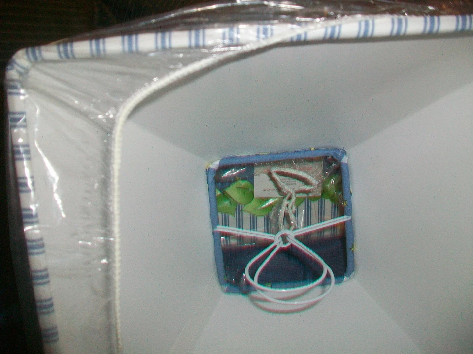 Summer blue white green stripe floral lamp shades 2 - Image 3 of 4