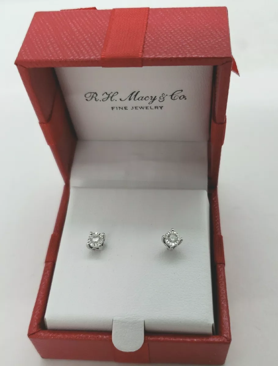 NEW True Miracle Round Diamond Stud Earrings 3 8 Ct t.W. in 14K White Gold 1 6