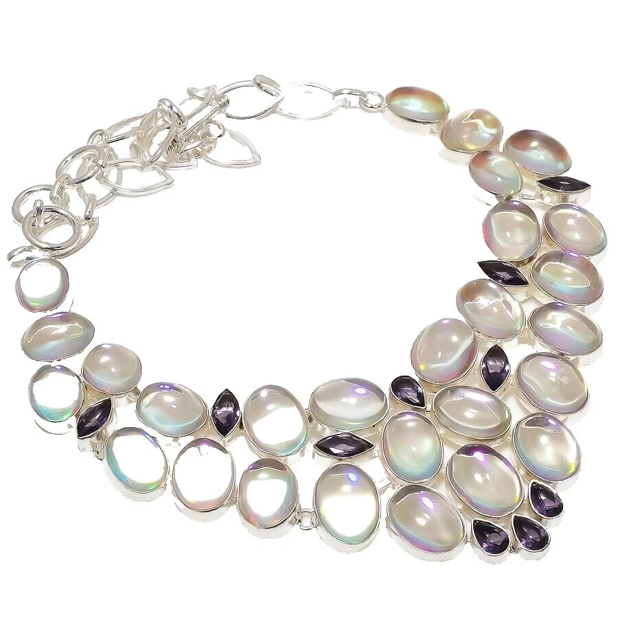 Moda Blanco Cuarzo Plateado Plata Collares y Colgantes