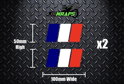 (X2) Französisch Frankreich Flagge Streifen Aufkleber Sticker Euro Auto Fenster Stoßstange 100x50mm