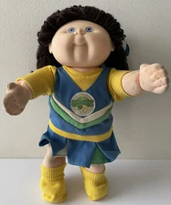 Vintage Cabbage Patch Kids Doll Cheerleader Outfit Varsity Captain Brunette Blue