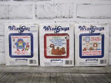 Vtg NIP Set of 3 Dimensions Wise Guys Counted Cross Stitch Kits 7702 7705 7697