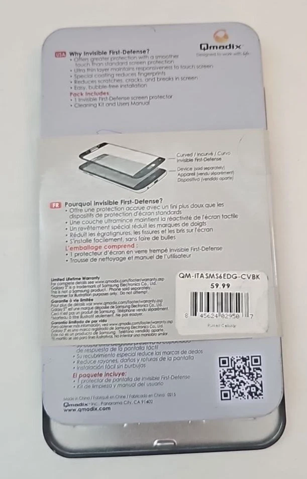 Qmadix Invisible Defense Tempered Glass Samsung Galaxy S6 Edge SM-G925F Black - Image 3 of 4