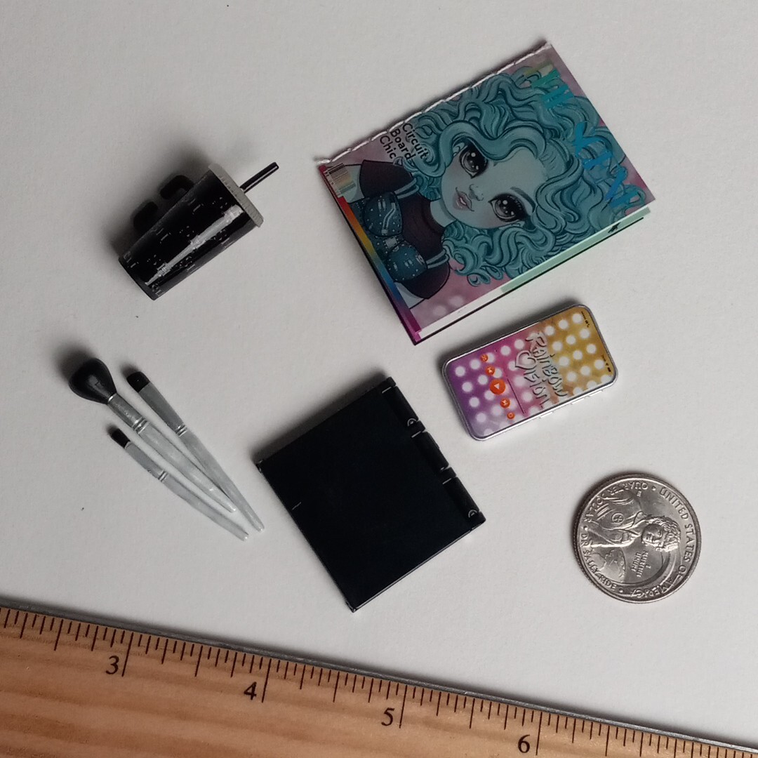Rainbow Shadow High Mini Makeup Palette Magazine Drink Phone Lot For Doll