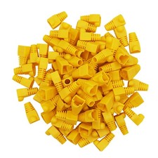 100 PCS RJ45 Strain Relief Boots Plastic Ethernet Network Cable Cap Yellow