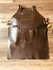 Apron Leather Bbq Butcher Cooking Brown Men Woodworking Blacksmith Workwear Chef
