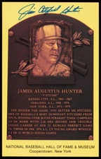 Jim Catfish Hunter Autographed Signed HOF Plaque Postcard Oakland A's