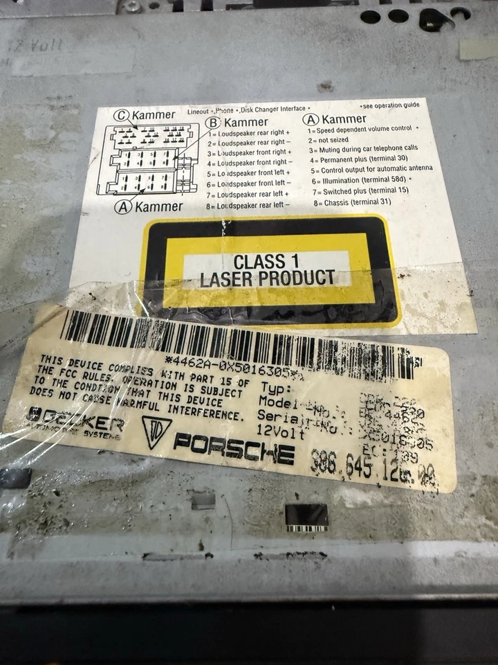 Radio estéreo Porsche 911 Boxster 1997-2001 CDR220 CDR-220 99664512600 OEM usado Foto 3 de 4