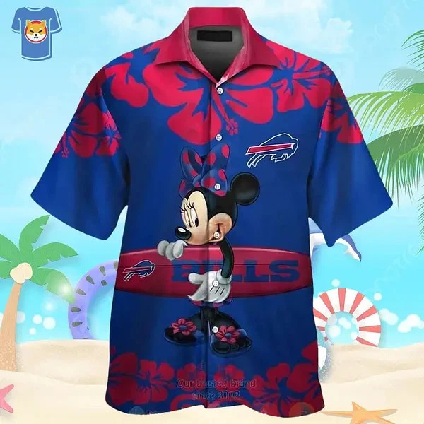 Hawaiian Buffalo Bills Red Fire Rugby Button Up Tropical Shirt
