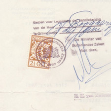 NETHERLANDS Modern Consular Revenue 2.50 GLD. Tied Certificate 1981