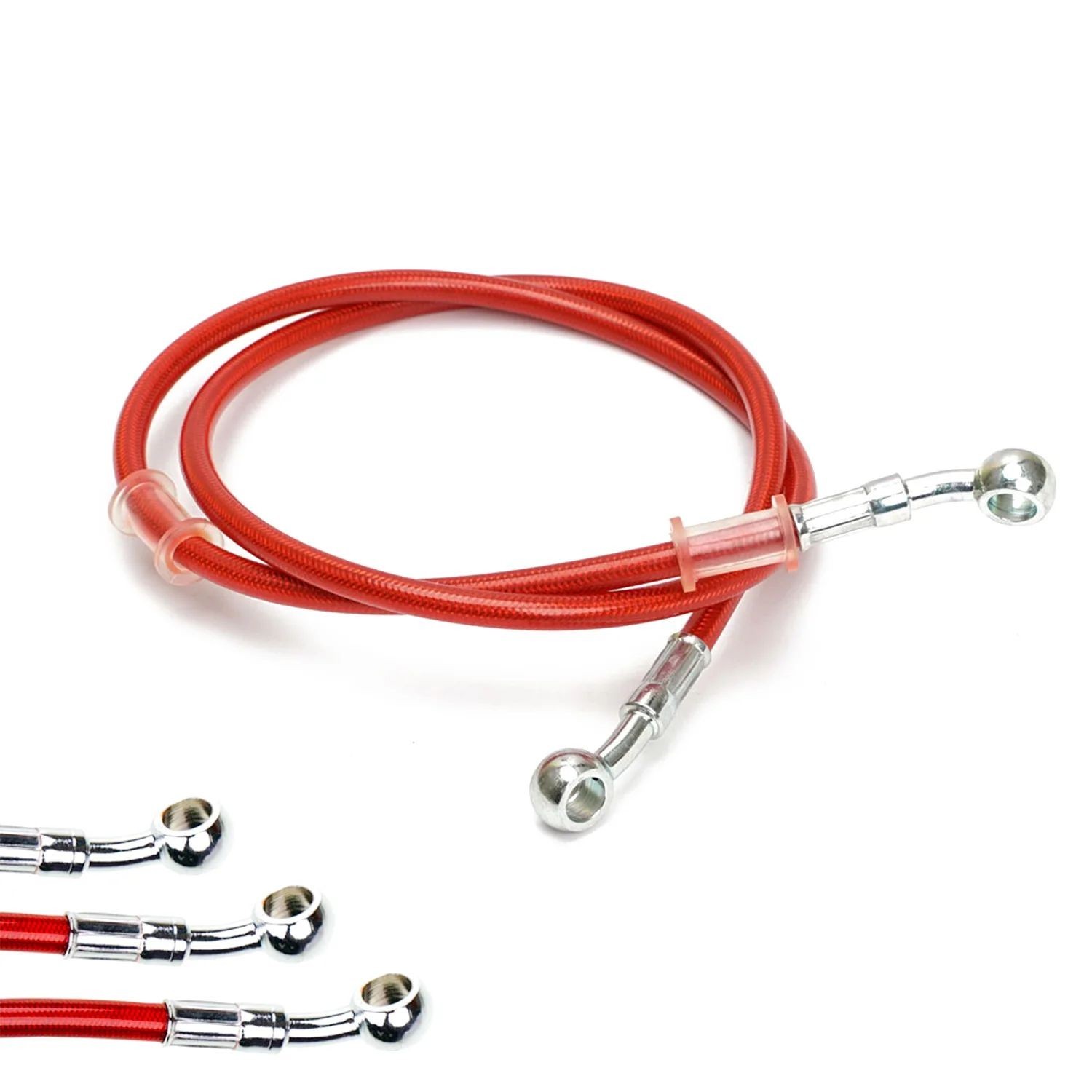 Tubo Freno in Treccia Aeronautico Moto Scooter Racing Cavo Universale 80 Cm - Miniatura 3