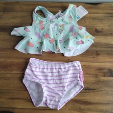 NWT RuffleButts Girls 2T Peplum Tankini Swim  Anything is Possible Icecream