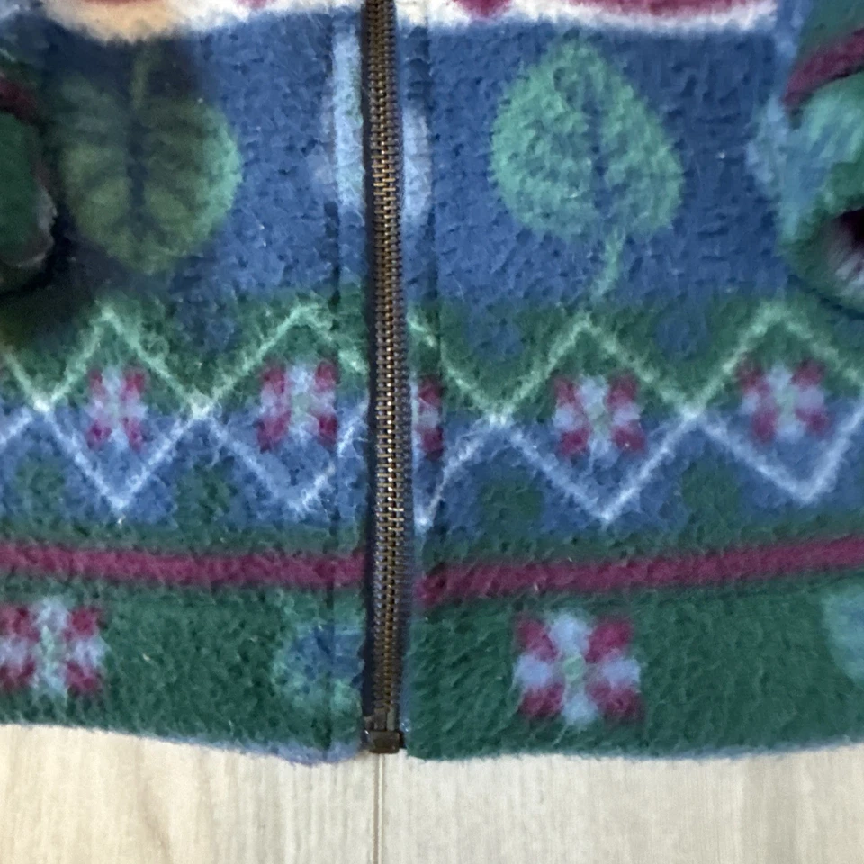 Chaqueta colorida de vellón con cremallera estampado de plantas vintage años 90 Teddi talla mediana  Foto 3 de 4