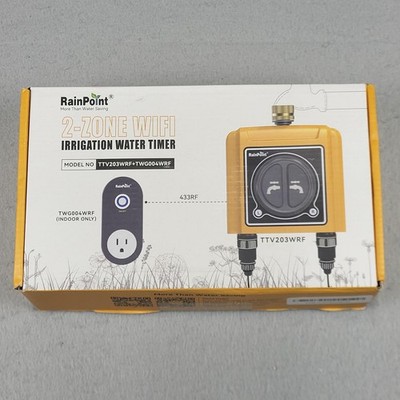 RainPoint 2-Zone WiFi Hose Timer Yellow TTV203WRF+TWG004WRF Irrigation Garden