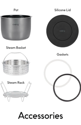 #ad CHEF iQ Pressure Cooker Parts Inner Pot Steam Basket Rack Gasket Power Cord $11.90