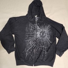 ELEMENT Skate Black Zip Up Mens Hoodie SZ M