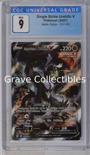 Single Strike Urshifu V 151/163 Ultra Rare Holo Battle Styles Pokemon CGC 9 MINT