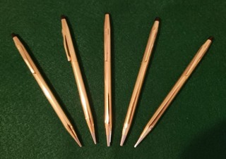 Lot of 5 Cross 1/20 10kt 12kt 14kt Gold Filled Ballpoint Pens & Mech Pencils