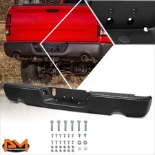 For 09-19 Ram 1500 w/ Dual Exhaust w/o Parking Sensor Holes Rear Bumper Black