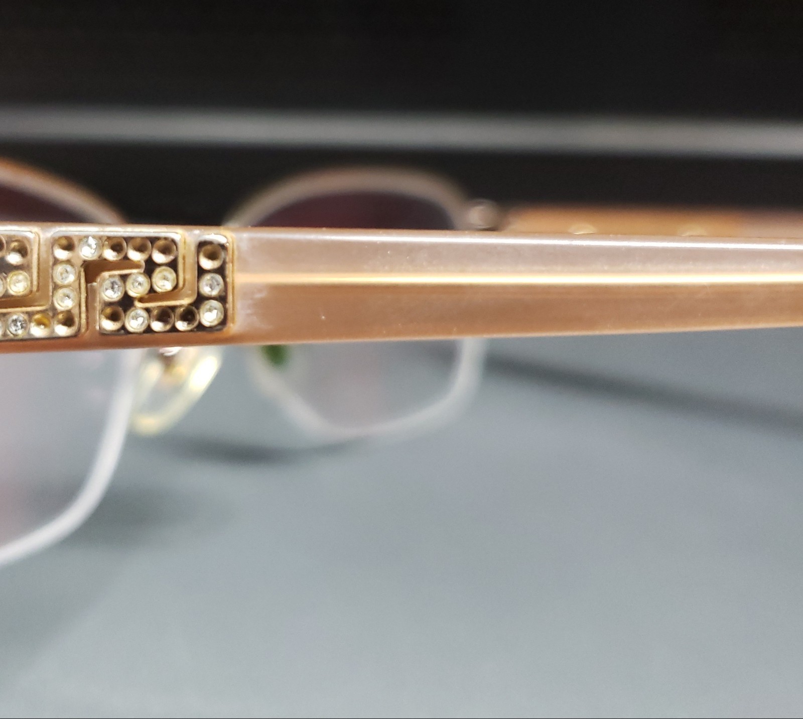 Versace Eyeglasses MOD. 1215-B 1052 Rose Gold Crystals Half Rim Italy 53 16 135 thumbnail 11