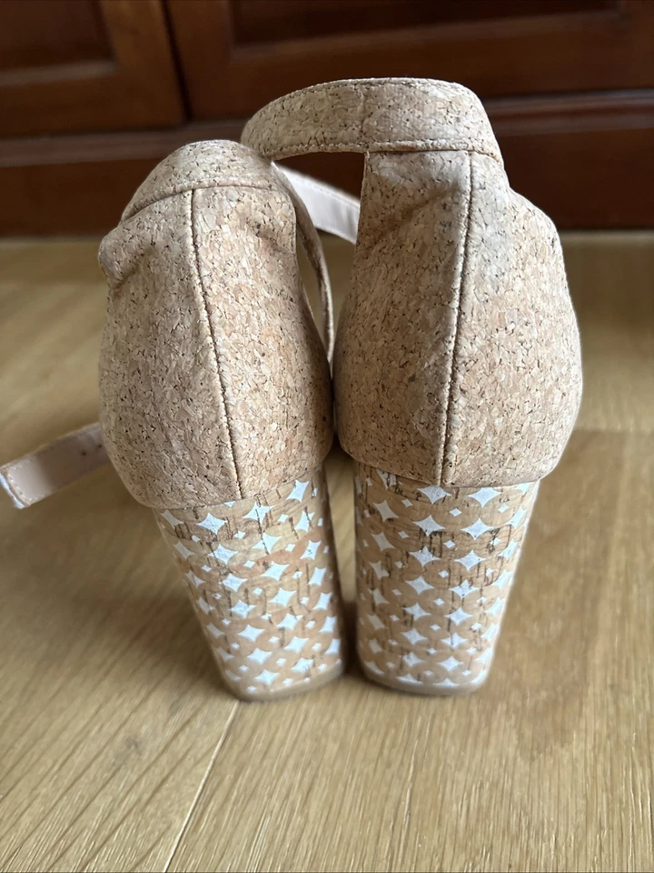 Сандалии с принтом Anthropologie пробковый блочный каблук с открытым носком ремешком на лодыжке размер 9,5 М - Изображение 3 из 4